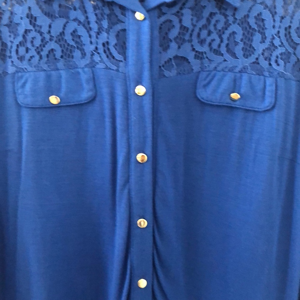 Blue Button-Down Top - Picture 3 of 6